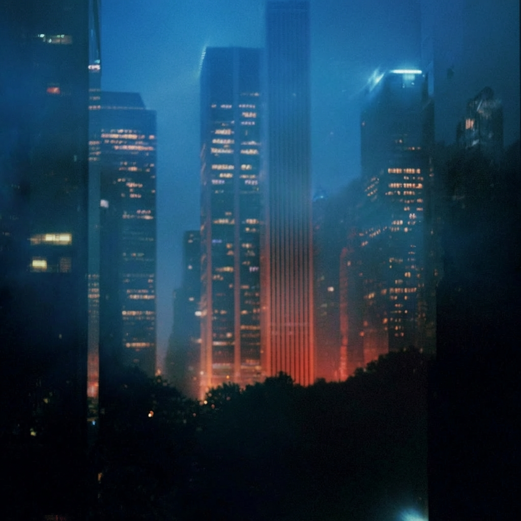 City skyline at dusk